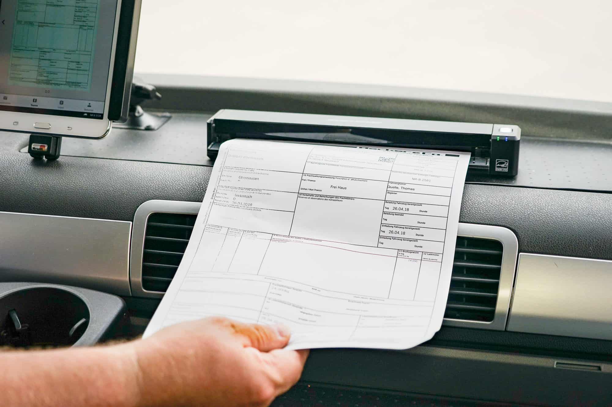 Scan delivery note in the truck